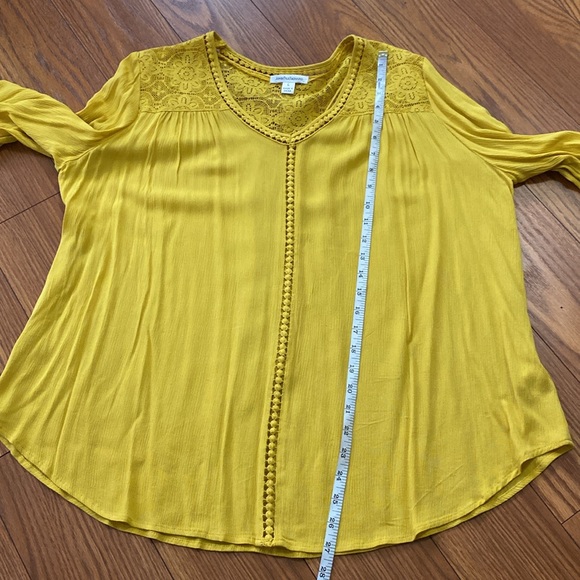 John Paul Richard womens crochet lace mustard yellow boho 3/4 sleeve top size - Picture 13 of 15